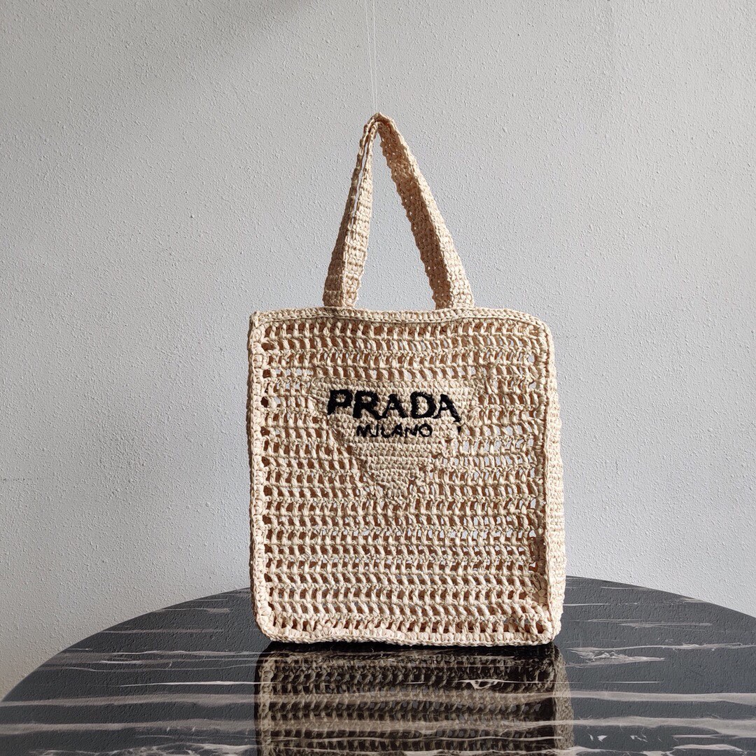 Prada Crochet Bag Tote Natural 1BG393